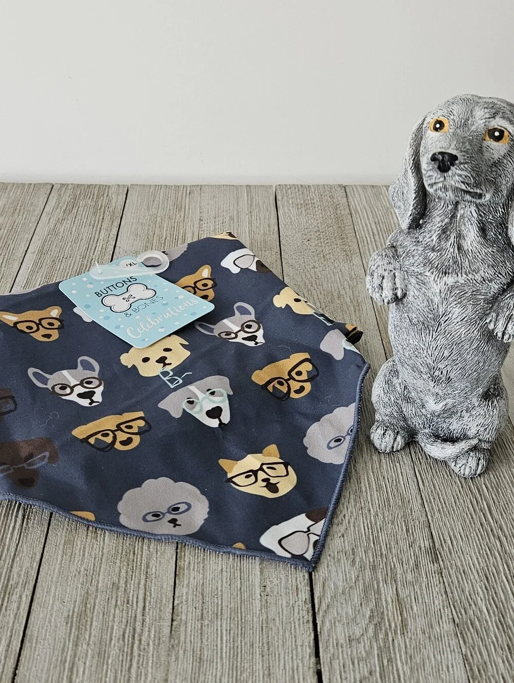 Buttons & Bones Size L/XL Blue Multi Dog Patterned Scarf Neck Wrap NWT and 6